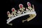 Golden crown with rubies and pearls on a black background