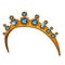 Golden crown with sapphires, womens head accessory