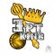 Golden crown, scepter, basketball ball with text three-point king isolated on white. Vector sport logo for competition