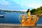 Golden Crown on a Skeppsholmsbron bridge. Stockholm, Sweden