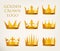 Golden crowns logo or royal headdress icon