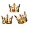 Golden Crowns on White Background