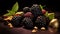 Golden Crusted Truffles With Fresh Berries: Ultra Sharp, Super Realistic High-end Photography