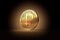 Golden crypto ruble cryptocurrency single coin on golden background