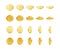 Golden cryptocurrency crypto cash, money set. Bitcoin coins