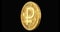 Golden Cryptoruble coin spinning in perfect loop isolated on black background. 4K video. 3D rendering.