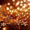 Golden crystal snowflakes, Christmas seasonal decoration