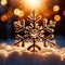 Golden crystal snowflakes, Christmas seasonal decoration