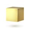 Golden cube. Realistic 3d square shape. Golden box. Smooth surface with overlay light and shadow effect. Geometric sharp