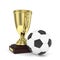 Golden cup with ball. 3D rendering