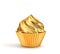 Golden cupcake isolated on a white background