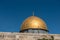 The golden cupola of the Dome of the Rock on Temple Mount. Jerusalem, Palestine, Israel