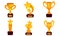 Golden Cups And Trophies On Pedestals Vector Illustrations Set