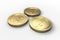 golden currency coins with white background, 3d rendering