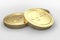 golden currency coins with white background, 3d rendering