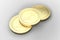 golden currency coins with white background, 3d rendering