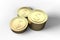 golden currency coins with white background, 3d rendering