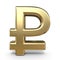 Golden currency symbol RUBLE 3D