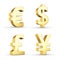 Golden currency symbols