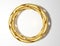 Golden curved ring on light background.