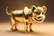 Golden cute bull 3d rendered, showing divergence in crypto market, bitcoin