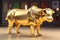 Golden cute bull 3d rendered, showing divergence in crypto market, bitcoin