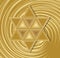 Golden David star on abstract swirl background. Elegant symbol of jewish nation and culture. Religion element in judaism.