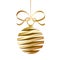 Golden decor christmas tree ball with strips for your design, st