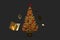 Golden decorated christmas tree with various gadgets. 3D rendering