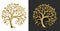 Golden decorative fairy tree round emblem