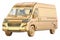 Golden Delivery Van. Award, best freight transportation. 3D rendering