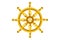 Golden Dharma wheel. Buddhism sacred symbol. Dharmachakra. Vector illustration isolated on white background