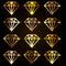 golden diamonds gradient set of icons