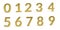 Golden digits - three dimensional digits on white background