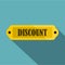 Golden discount label icon, flat style