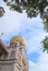 The golden dome of the landmark building of the Sultan Mosque in Muscat Street at Kampong Glam in Singapore in natural framing