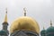 The Golden dome of the mosque against the gray sky