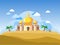 Golden Dome Mosque In Desert