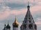 Golden dome of Orthodox churches at the Cathedral Square in Kolomna