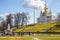 Golden dome palace and garden at Peterhof Royal Palace - Saint Petersburg, Russia