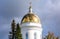 Golden dome with religious cross of orthodox cathedral