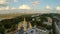 Golden domes of cathedral, beautiful cityscape, view from above