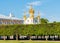 Golden domes with crosses of the Holy Apostles Peter and Paul in Peterhof