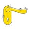 Golden door handle with keyhole shining from cleanliness. Home wipe and cleaning symbol.