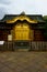 Golden doors of Toshogu shrine famous temple in Ueno Park. Karamon Chinese style gate