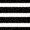 Golden dots pattern on black and white striped.