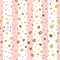 Golden dots pattern on pink striped background.