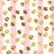 Golden dots seamless pattern on pink striped