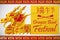 Golden Dragon Boat with Paddles in Sign for Duanwu Festival, Vector Illustration