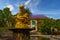 Golden dragon in old phuket town phuket Thailand this dragon is on the middle of a big water pond and fountain Chinese Dragon